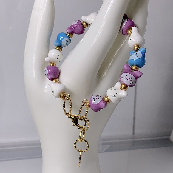 TOTORO MULTICOLOR CERAMIC NATURAL  BRACELET size 5 diameter - Picture 2 of 5